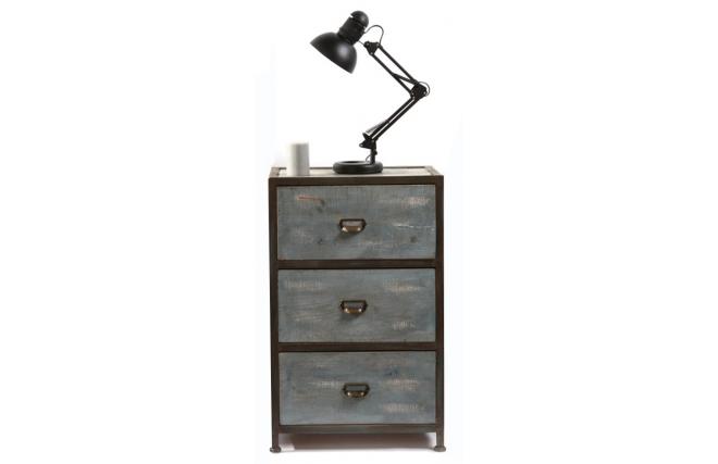 Cassettiera in legno e metallo stile industriale 3 cassetti TREVOR