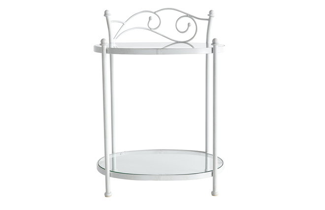 Comodino barocco bianco in metallo VENEZIA