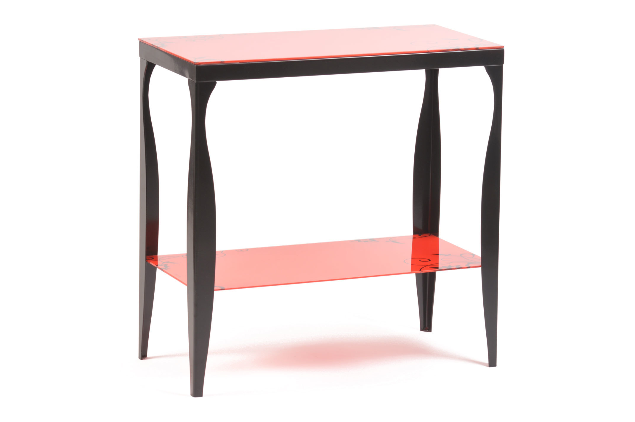 Console / buffet Baroca rosso in acciaio laccato e vetro temperato
