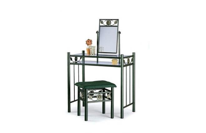 Console-Coiffeuse in metallo e vetro temperato verde GIRASOLE