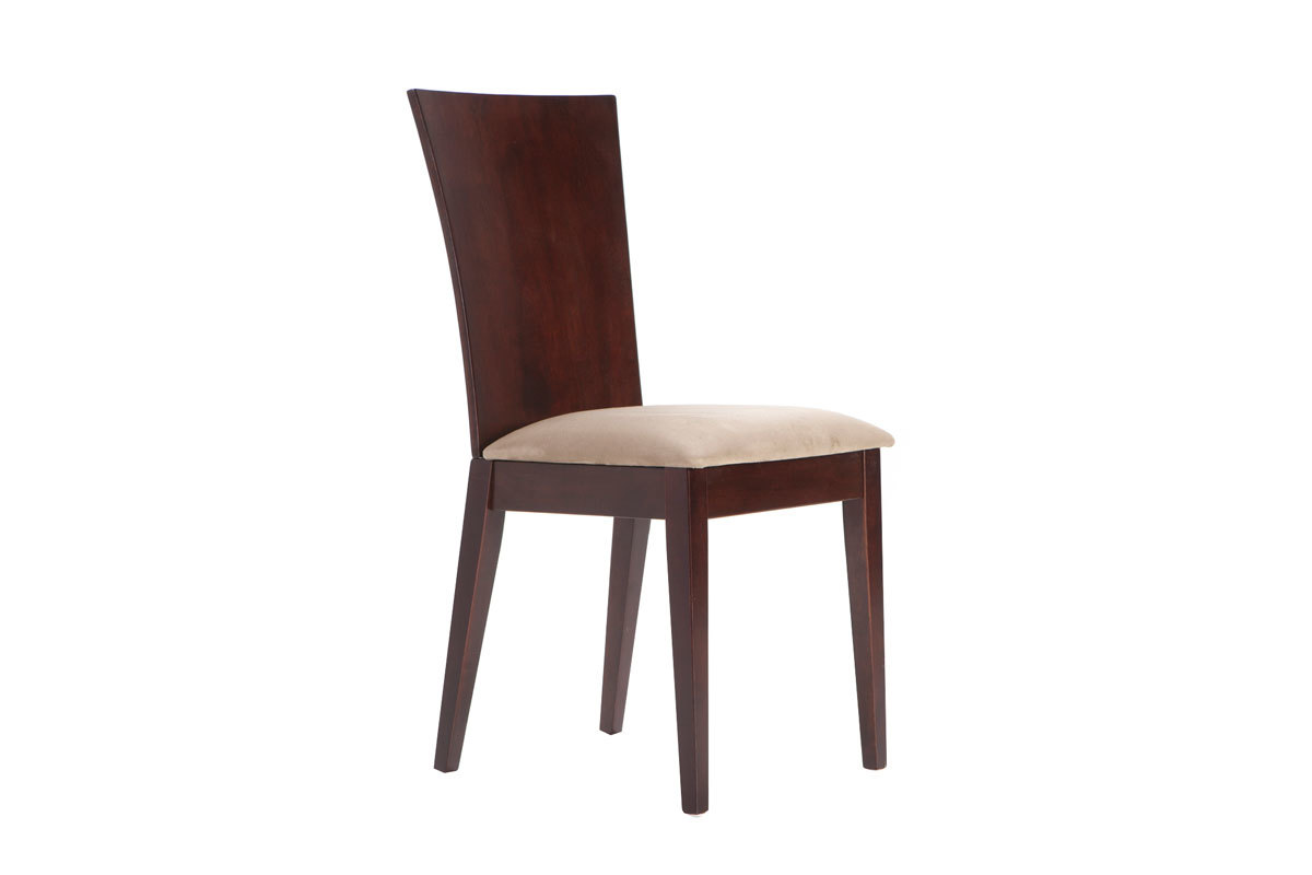 Coppia di 2 sedie Maida-Wenge- Seduta microfibra marrone chiaro