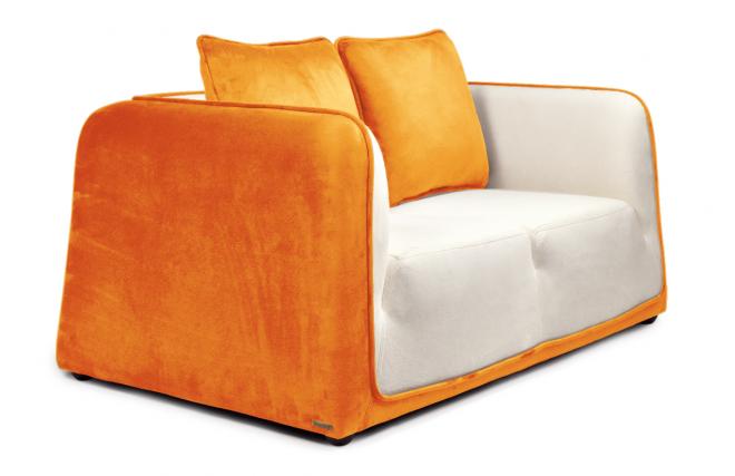 Divano 2 posti ITALIA  colore bianco e arancione