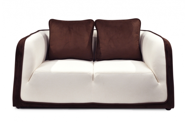 Divano 2 posti ITALIA  colore bianco e cioccolato