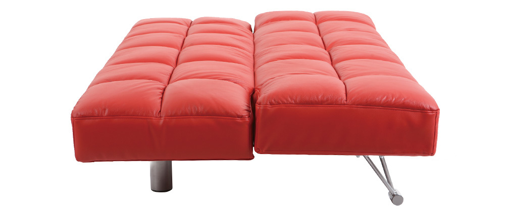 Divano convertibile 3 posti MANHATTAN rosso - pelle