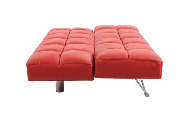 Divano convertibile 3 posti MANHATTAN rosso - pelle