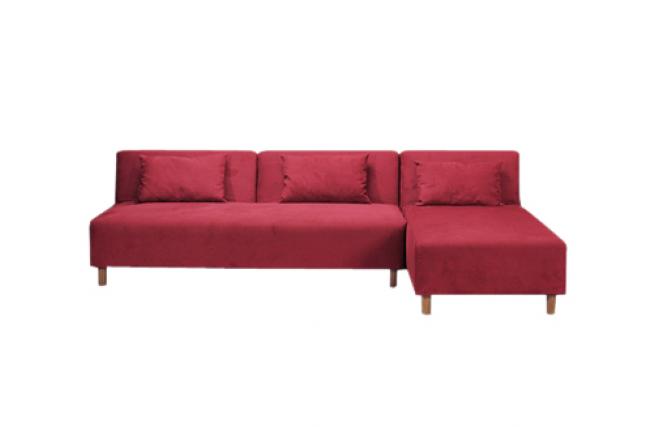 Divano d�angolo convertibile colore lampone in microfibre Houston 