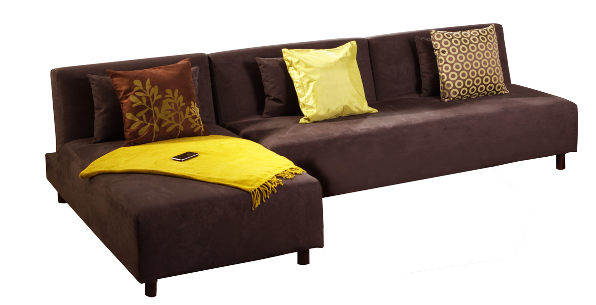 Divano d�angolo convertibile HOUSTON colore cioccolato in microfibre 