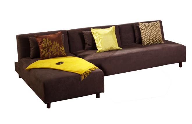 Divano d�angolo convertibile HOUSTON colore cioccolato in microfibre 