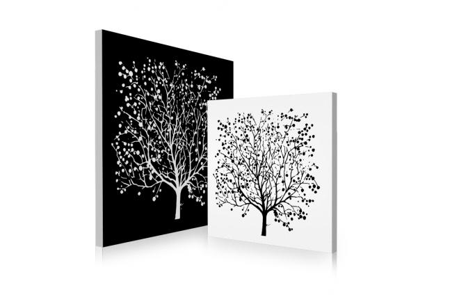 Gruppo di 2 quadri design SPRING colore bianco e nero