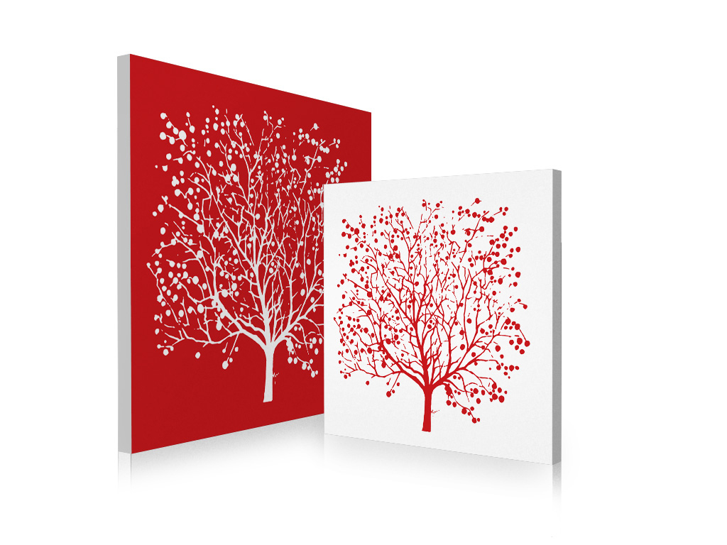 Gruppo di 2 quadri design SPRING colore rosso e bianco image 1
