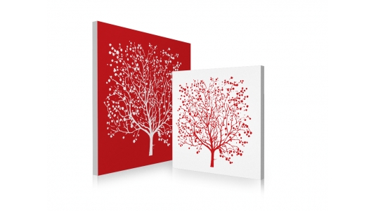 Gruppo di 2 quadri design SPRING colore rosso e bianco image 1