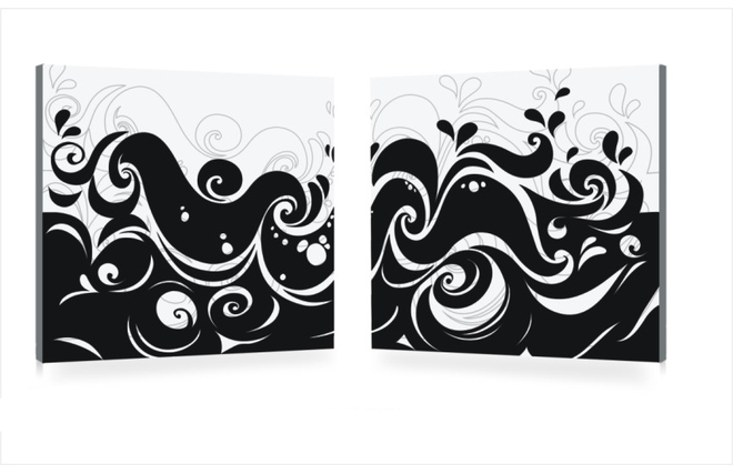 Gruppo di 2 quadri design VAGUES