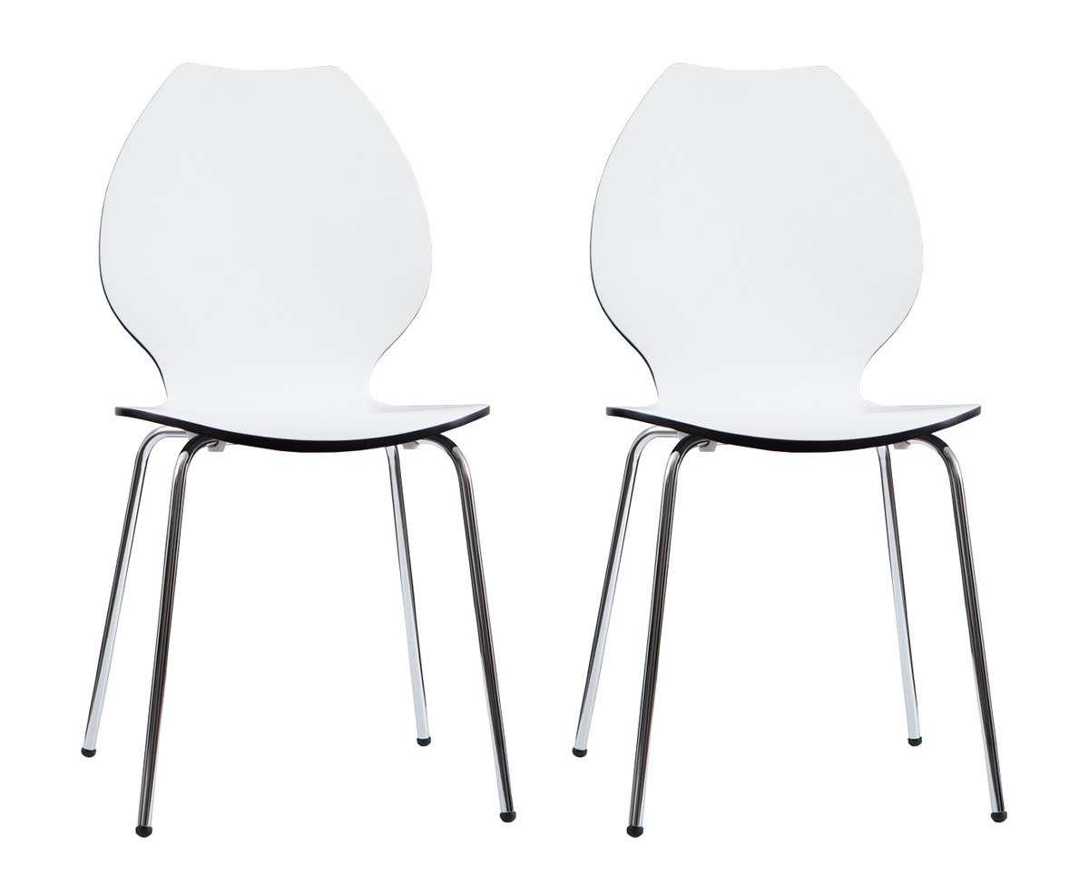 Gruppo di 2 sedie design da cucina bianche/nere AVA