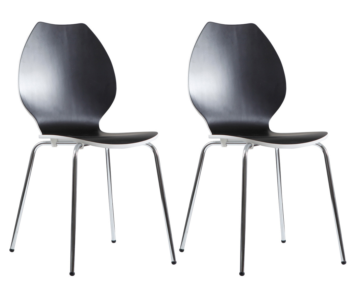 Gruppo di 2 sedie design da cucina nere/bianche AVA