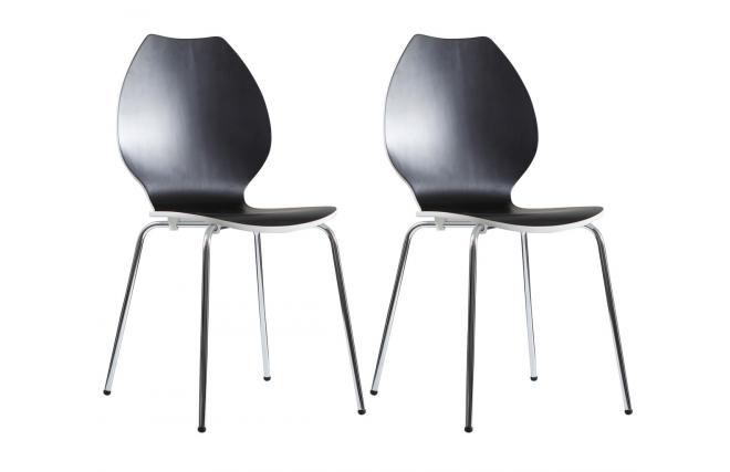 Gruppo di 2 sedie design da cucina nere/bianche AVA