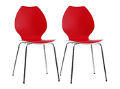 Gruppo di 2 sedie design da cucina rosse/bianche AVA