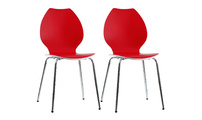 Gruppo di 2 sedie design da cucina rosse/bianche AVA