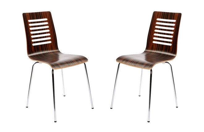  Gruppo di  2 sedie design in legno colore cioccolato e nero ZENIA