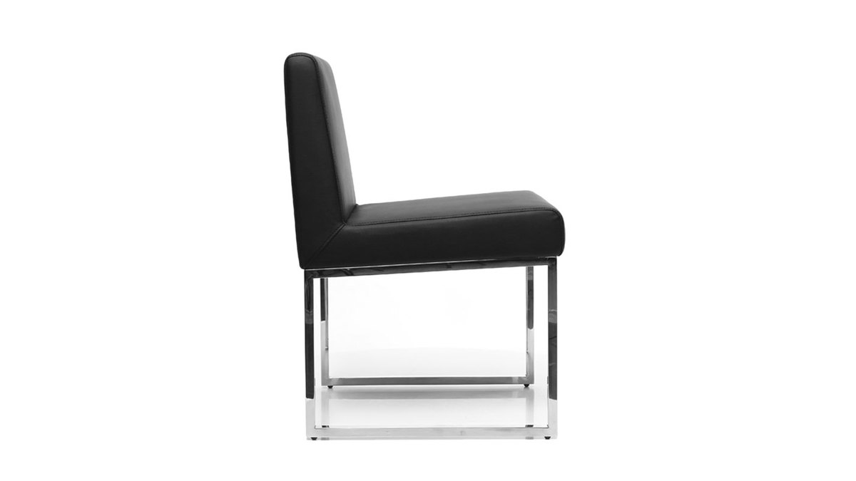 Gruppo di 2 sedie design poliuretano nero e acciaio cromato JUNIA
