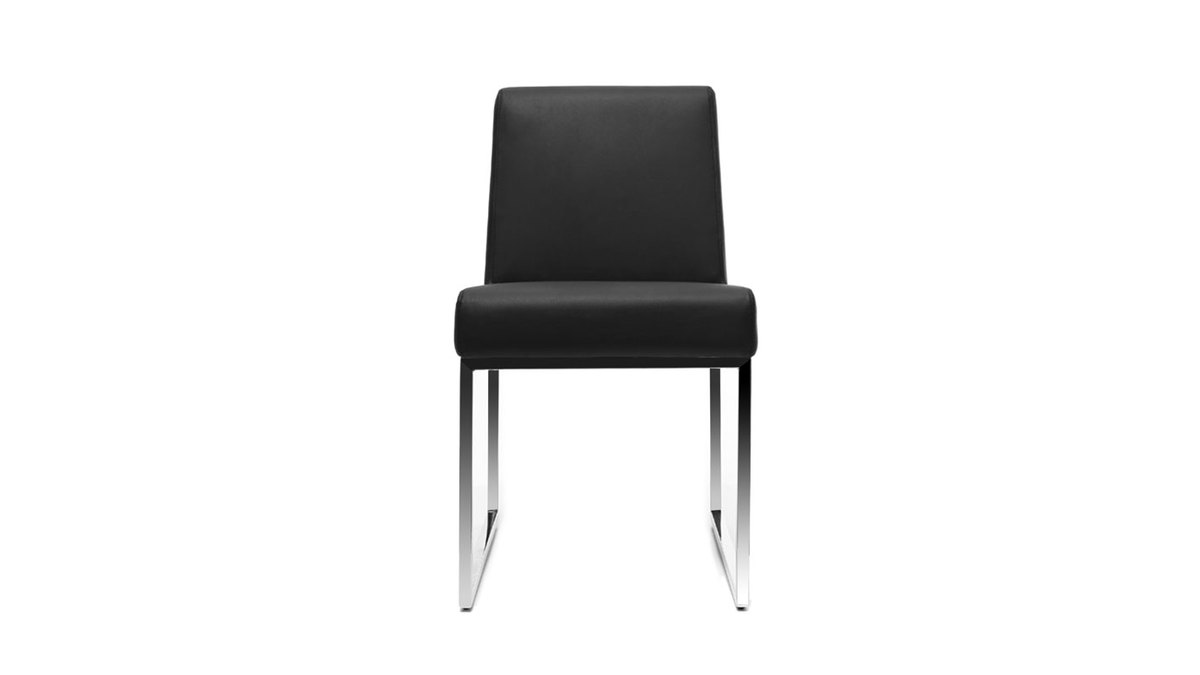 Gruppo di 2 sedie design poliuretano nero e acciaio cromato JUNIA