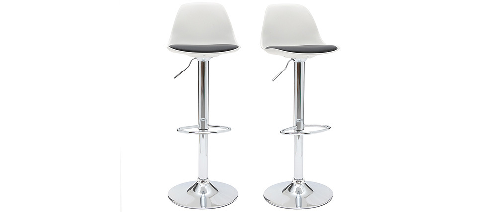 Gruppo di 2 sgabelli da bar design colore bianco e nero STEEVY