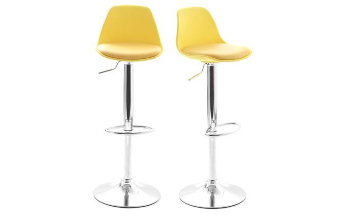 Gruppo di 2 sgabelli da bar design colore giallo STEEVY