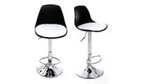 Gruppo di 2 sgabelli da bar design colore nero e bianco STEEVY