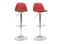 Gruppo di 2 sgabelli da bar design colore rosso e nero STEEVY