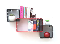 Gruppo  di 3 mensole design rosse e nere modulabili KLIK S
