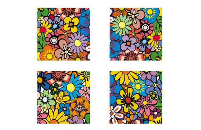 Gruppo di 4 quadri design FULL FLOWERS