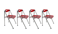 Gruppo di 4 sedie pieghevoli rosse design Juile