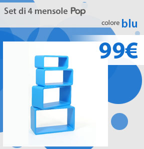 promozioni del momento : Set di 4 mensole rettangolare POP colore blu