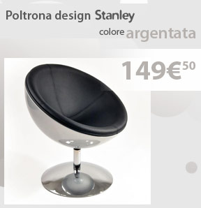 promozioni del momento : Poltrona / sedia design STANLEY argentata e nera in ABS e poliuretano