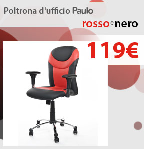 promozioni del momento : Poltrona d'ufficio rosso e nero PAULO