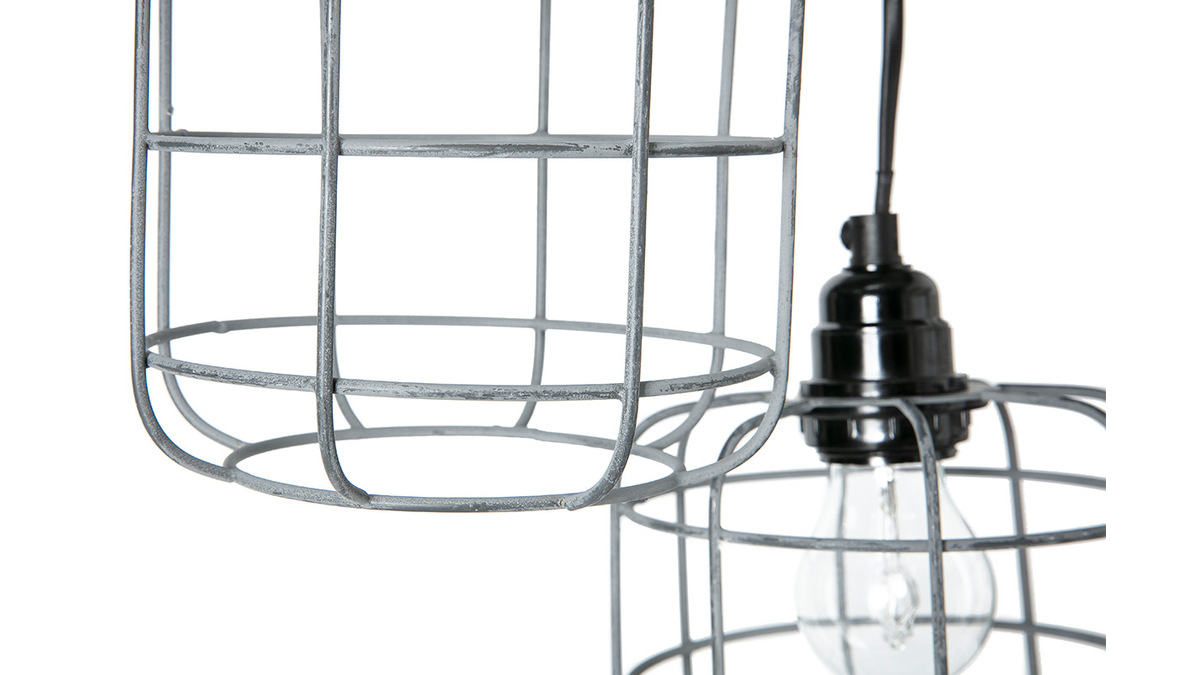 Lampada a sospensione industriale in metallo grigio con 5 lampade a pi livelli LOFT