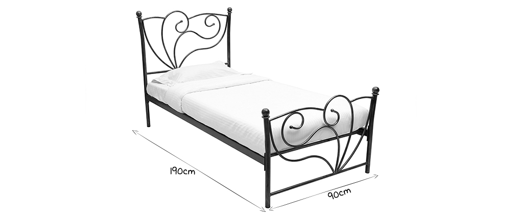 Letto barocco nero 90x190 VENEZIA