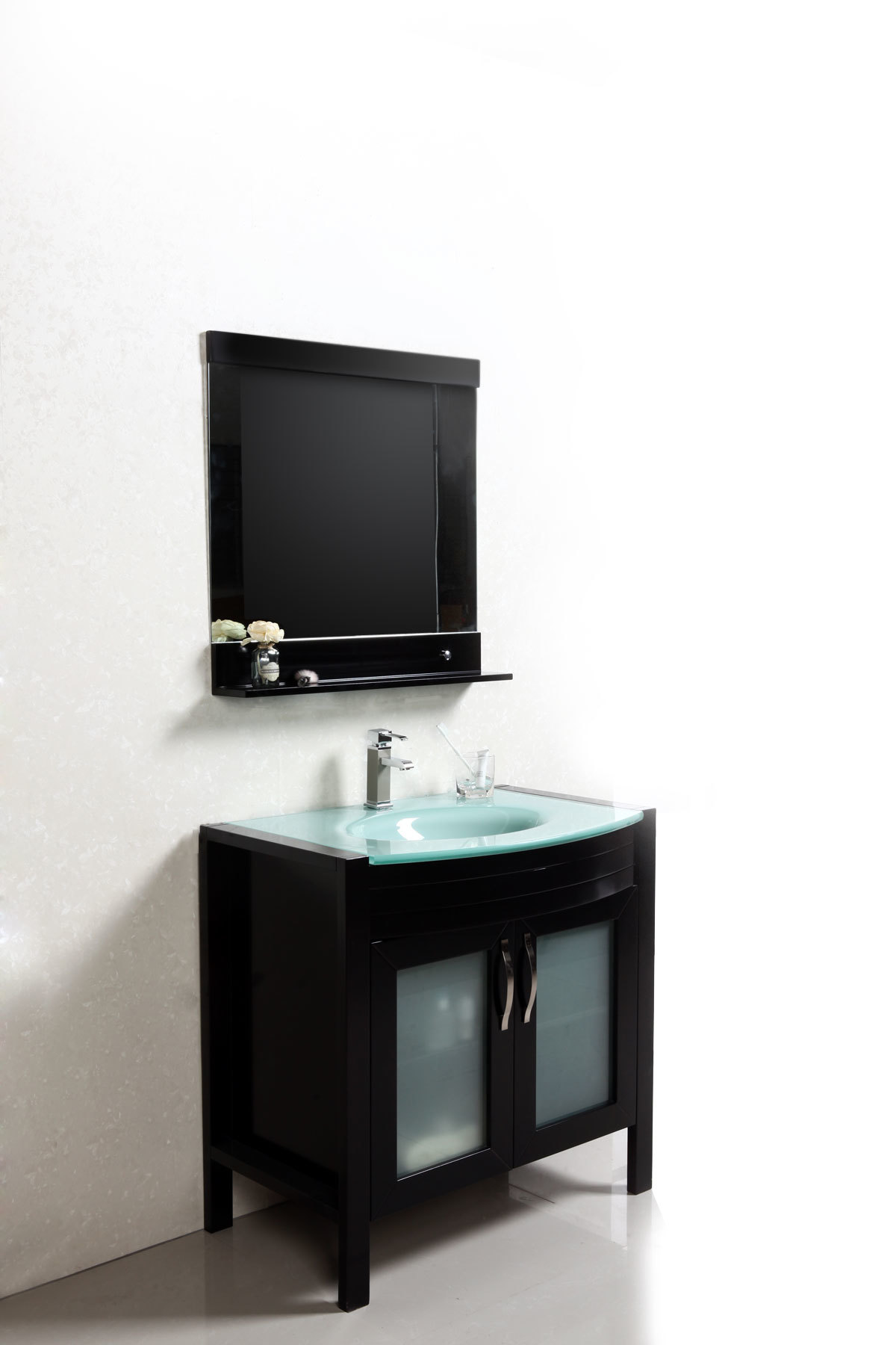 Mobile da bagno : lavabo, mobile sottovasca e specchio THELIO