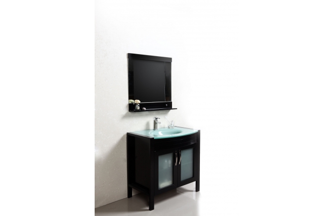 Mobile da bagno : lavabo, mobile sottovasca e specchio THELIO