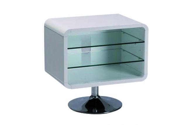 Mobile TV design laccato bianco vetro temperato 2 ripiani 60cm