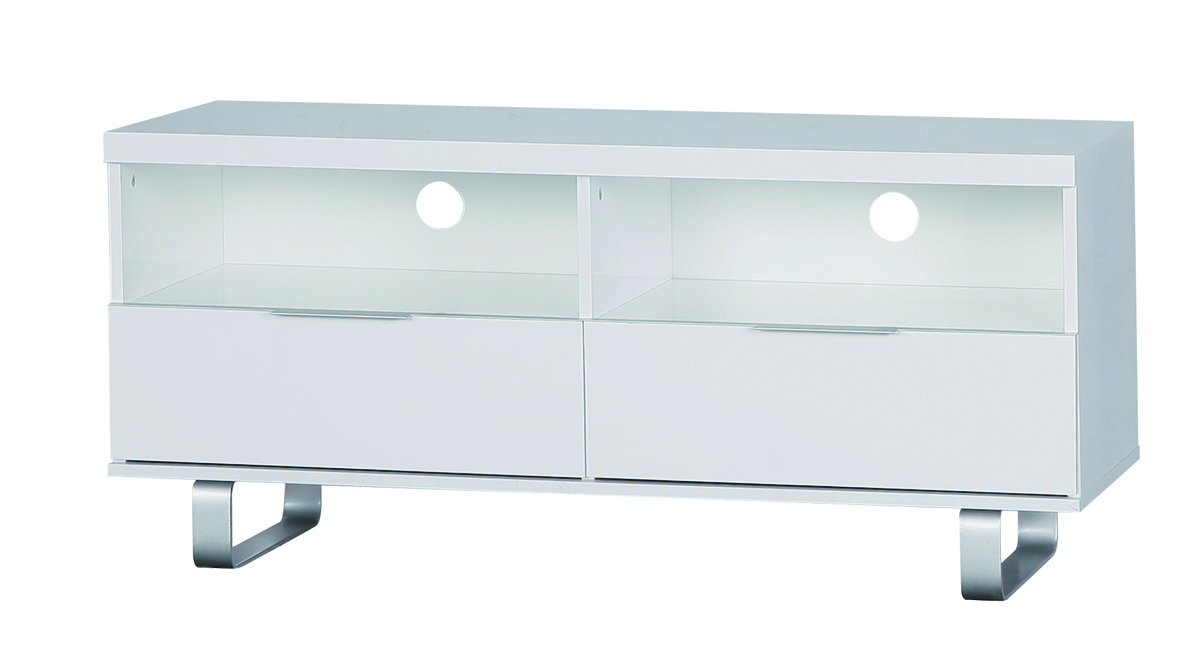 Mobile tv design LEA bianco 120cm, 2 comparti e 2 cassetti