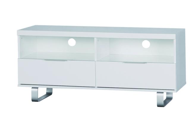 Mobile tv design LEA bianco 120cm, 2 comparti e 2 cassetti