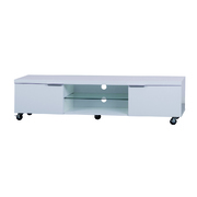 Mobile tv design LEA bianco 170cm con rotelle, 2 comparti e 2 cassetti image pub1
