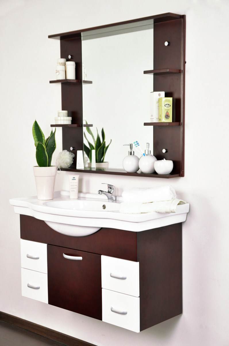 Mobili da bagno LISMORE : lavabo, mobile sottovasca e specchio