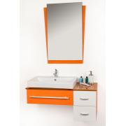 Mobili da bagno POP ARANCIONE : lavabo, mobile per lavabo e specchio image 1