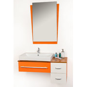 Mobili da bagno POP ARANCIONE : lavabo, mobile per lavabo e specchio image pub1