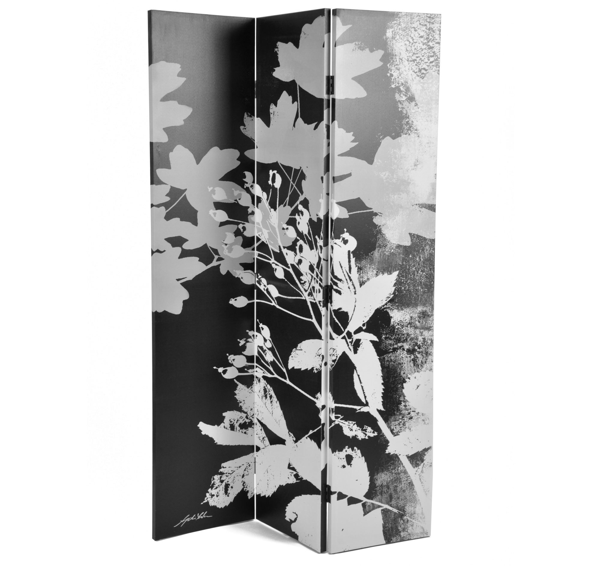 Paravento 3 ante legno e tessuto FLORA