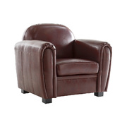 Poltrona club marrone chiaro - crosta di pelle image pub1
