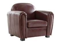 Poltrona club marrone chiaro - crosta di pelle