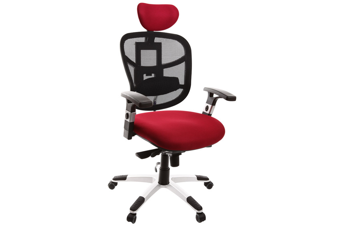 Poltrona da ufficio ergonomica nera e rossa, opzione appendi abiti  UP TO YOU