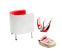 Poltrona design rossa et bianca MIKY